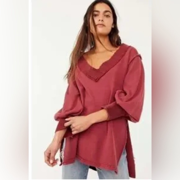 We The Free Asher Thermal Knit Oversized Shirt – Plum – Size Medium - Picture 1 of 11